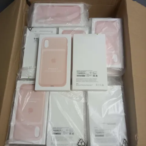 BOX OF APPROX 50 SEALED SMART ATTERY CASES FOR IPHONE XS IN PALE PINK