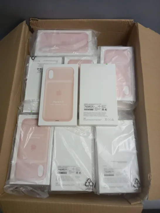 BOX OF APPROX 50 SEALED SMART ATTERY CASES FOR IPHONE XS IN PALE PINK