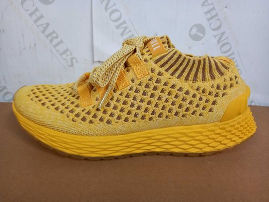 BOXED PAIR OF NOBULL TRAINERS (DIAMOND KNIT RUNNER, YELLOW), SIZE 5 UK