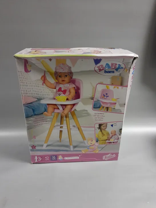 BOXED BABY BORN HIGH CHAIR  RRP £28.99