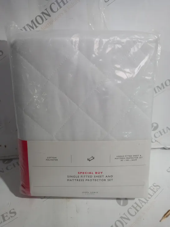 JOHN LEWIS SPECIAL BUY SINGLE FITTED SHEET AND MATTRESS PROTECTOR 