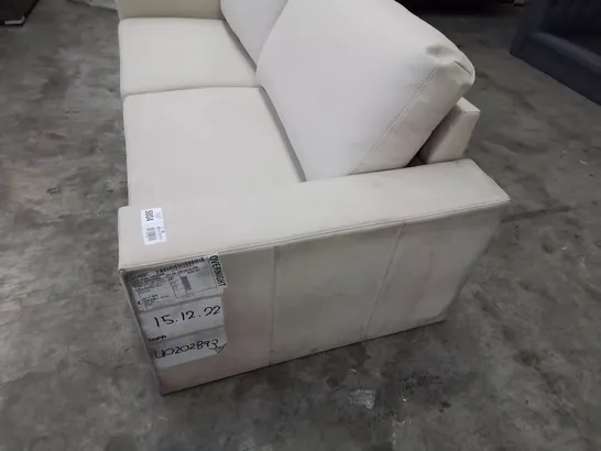 DESIGNER THREE SEATER SOFA CREAM FAUX LEATHER