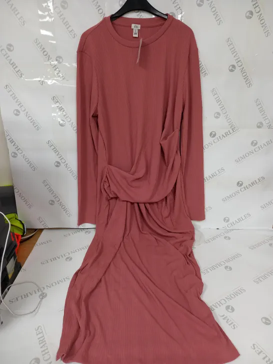 RIVER ISLAND LONG SLEEVE MAXI DRESS IN PINK - UK 18