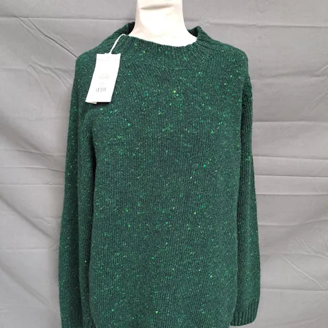 TOAST FLECKY WOOL CASHMERE SEAMLESS SWEATER IN GREEN - LARGE