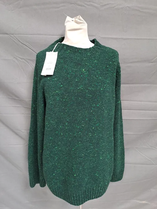 TOAST FLECKY WOOL CASHMERE SEAMLESS SWEATER IN GREEN - LARGE