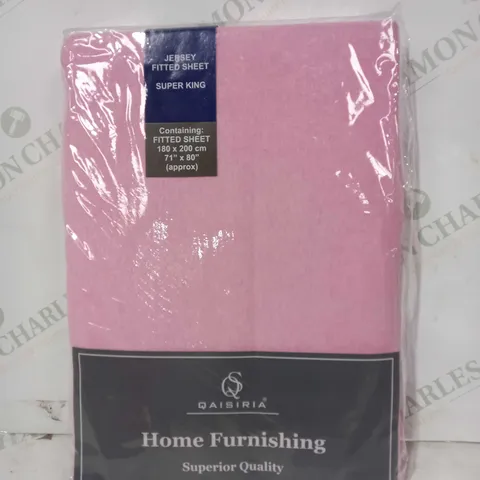 QAISIRA HOME FURNISHING JERSEY FITTED SHEET IN PINK - SUPER KING