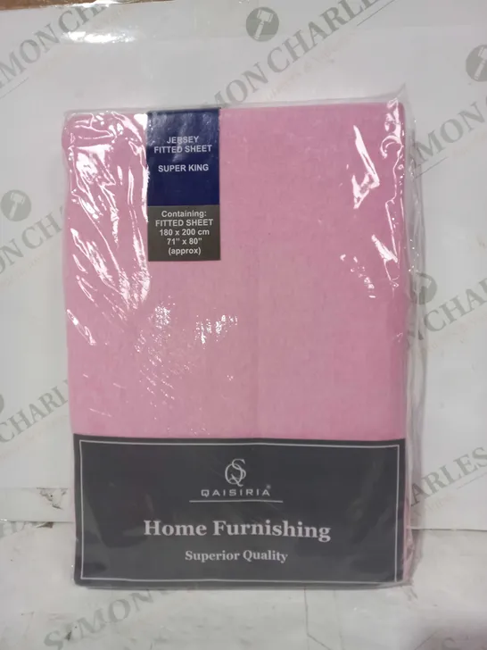 QAISIRA HOME FURNISHING JERSEY FITTED SHEET IN PINK - SUPER KING