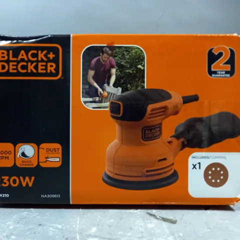 BOXED BLACK + DECKER 230W RANDOM ORBIT SANDER