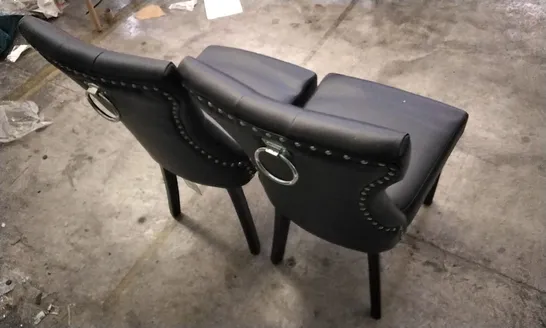 PAIR OF KENSINGTON BLACK LEATHER BUTTON BACK DINING CHAIRS