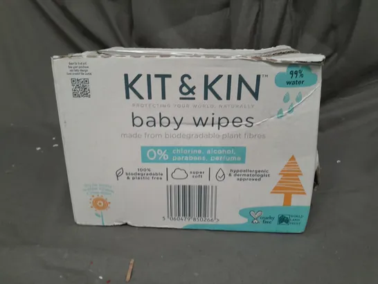 APPROXIMATELY 10 PACKS OF 60 KIT & KIN BABY WIPES 