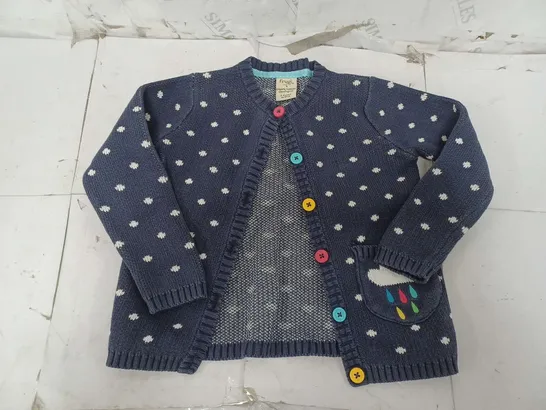 FRUGI KIDS ORGANIC COTTON CARDIGAN IN NAVY/WHITE - 3-4 YEARS