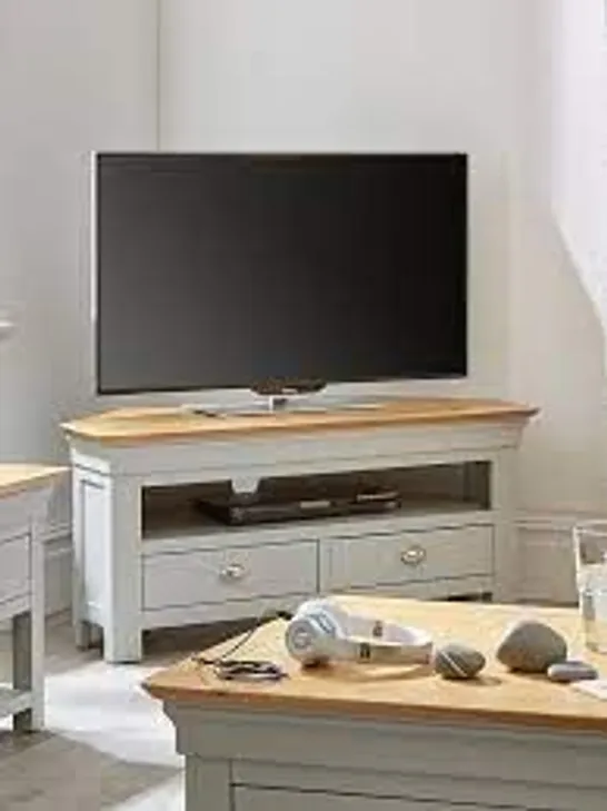 BOXED SEATTLE CORNER TV UNIT - GREY/OAK (1 BOX) RRP £269