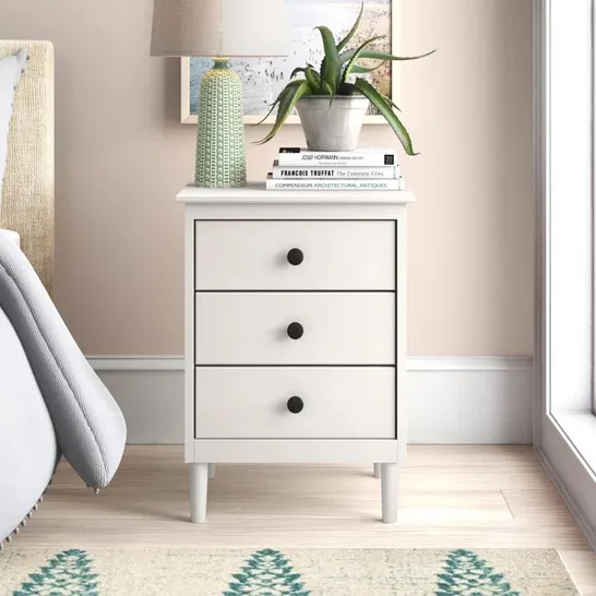 BOXED SYLVIE SOLID + MANUFACTURED WOODEN BEDSIDE TABLE