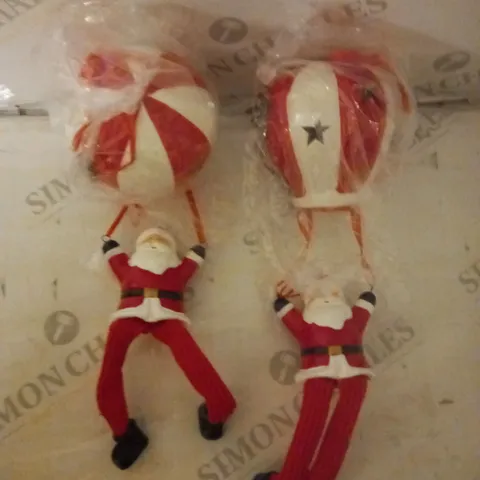 SANTAS EXPRESS SET OF PRELIT PARACHUTING SANTA DANGLY LEGS