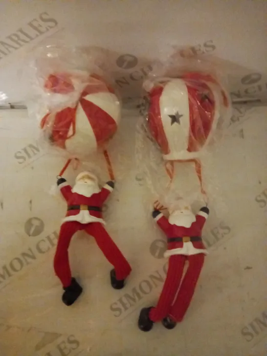 SANTAS EXPRESS SET OF PRELIT PARACHUTING SANTA DANGLY LEGS