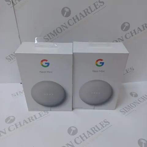 2 BRAND NEW BOXED GOOGLE NEST MINI 2ND GENERATION SMART SPEAKERS - CHALK  