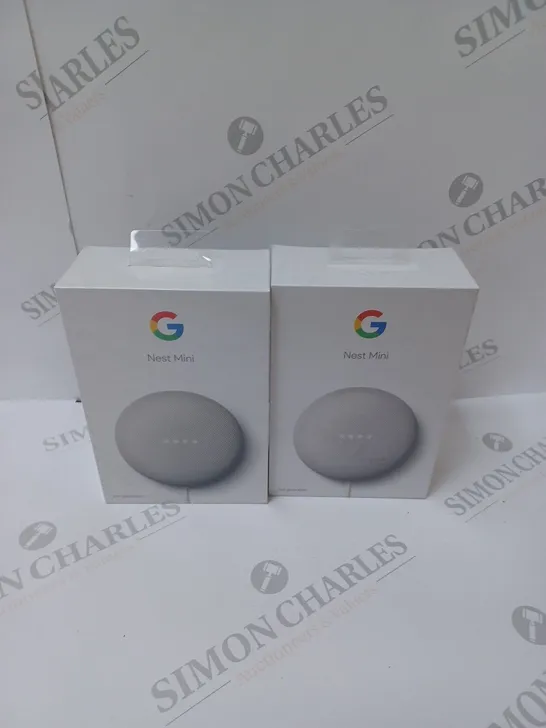 2 BRAND NEW BOXED GOOGLE NEST MINI 2ND GENERATION SMART SPEAKERS - CHALK  