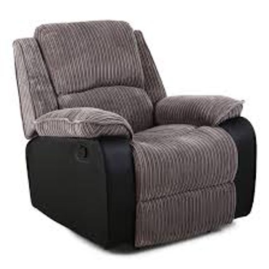 BOXED POSTANA GREY LEATHER & FABRIC MANUAL RECLINING EASY CHAIR (1 BOX) RRP £349.99