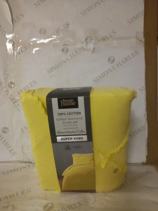 TUFTED DIAMOND DUVET SET - SUPER KING - YELLOW 