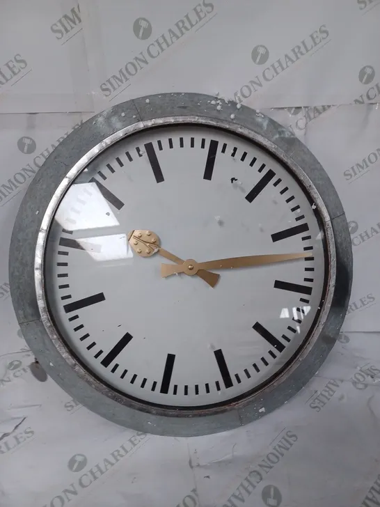 LARGE OUTDOOR GALVANISED STEEL CLOCK - WHITE FACE