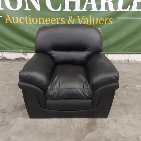 DESIGNER BLACK LEATHER ARMCHAIR 