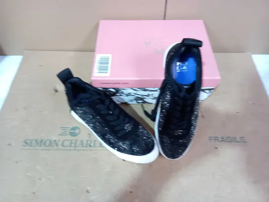 BOXED PAIR OF MODA IN PELLE BLACK SPARKLE TRAINERS - SIZE 38
