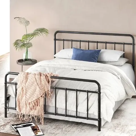 BOXED FARMHOUSE METAL BED FRAME