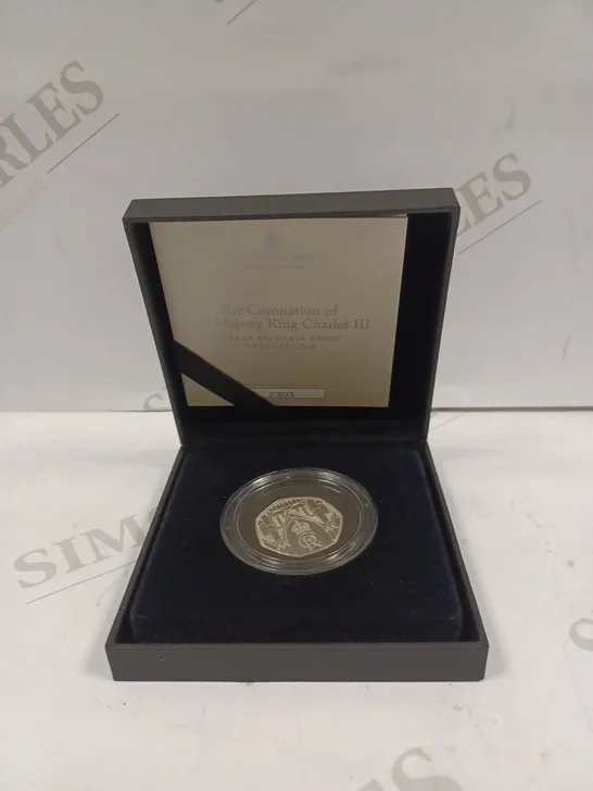 THE ROYAL MINT CORONATION OF KING CHARLES III 2023 UK 50P SILVER PROOF PIEDFORT COIN 