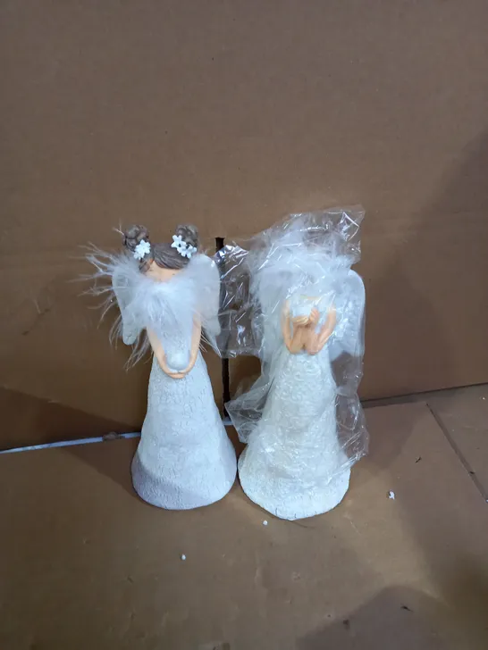 SET OF 2 WHITE STANDING ANGELS