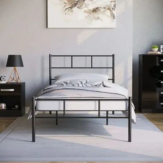 BOXED DORSET SINGLE METAL BED WITH METAL SLATS & CENTRE SUPPORT LEGS (1 BOX)