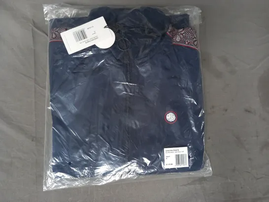 PRETTY GREEN ECLIPSE PAISLEY TAPE TRACK TOP IN NAVY SIZE M