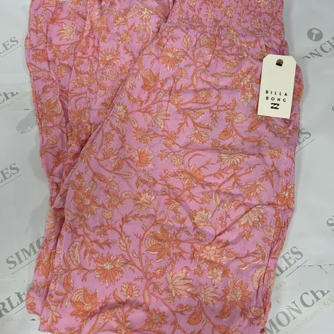 BILLABONG NEW WAVE PANTS IN FLORAL PINK SIZE 14