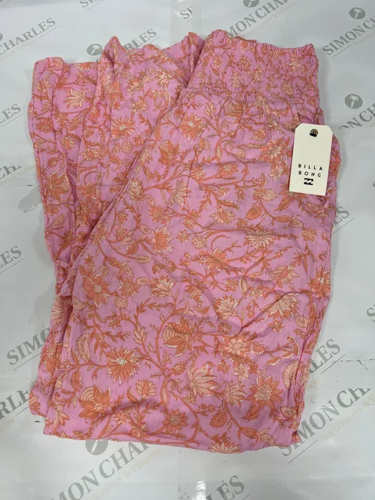 BILLABONG NEW WAVE PANTS IN FLORAL PINK SIZE 14