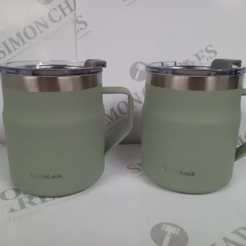 BOXED LOCK & LOCK SET OF INSULATED STAINLESS STEEL MUGS, SAGE