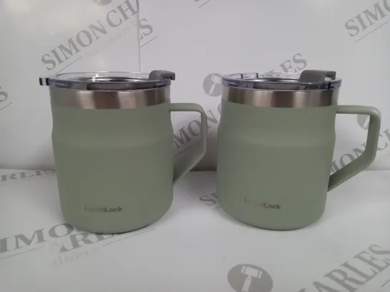 BOXED LOCK & LOCK SET OF INSULATED STAINLESS STEEL MUGS, SAGE