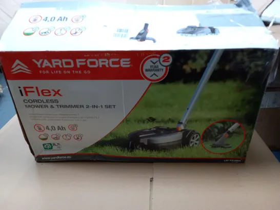 BOXED YARD FORCE IFLEX 12V MOWER & GRASS TRIMMER