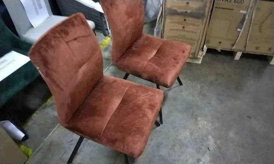 DESIGNER PAIR PLUSH VELVET AUBURN CHAIR 