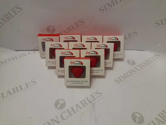 BOX OF APROX 10 VIRGIN TRAINS AUX HEADPHONES SPLITTERS 3.5MM