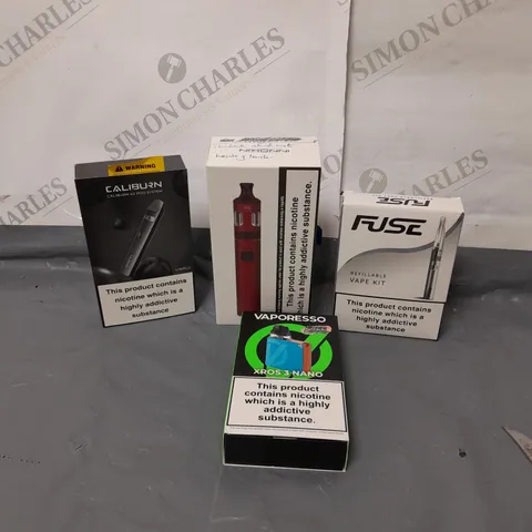 BOX OF APPROXIMATELY 15 ASSORTED E-CIGARATTES TO INCLUDE FUSE, CALIBURN, INNOKIN ETC