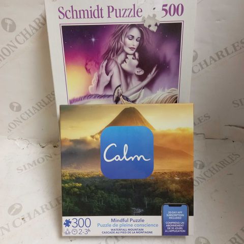 2 ASSORTED JIGSAW PUZZLES TO INCLUDE; CALM MINDFUL PUZZLE AND SCHMIDT PUZZLE