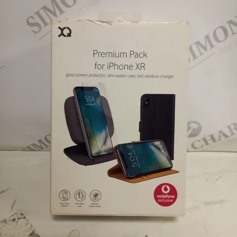 VODAFONE PREMIUM PACK FOR IPHONE XR FAST WIRELESS CHARGER, SLIM WALLET, GLASS