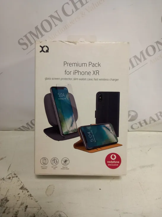 VODAFONE PREMIUM PACK FOR IPHONE XR FAST WIRELESS CHARGER, SLIM WALLET, GLASS