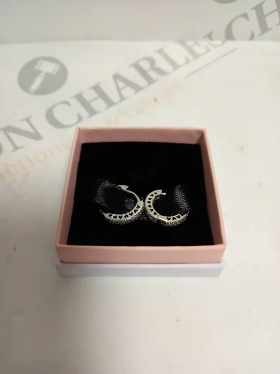 BOXED PANDORA HEART ENGRAVED HOOP EARRINGS 