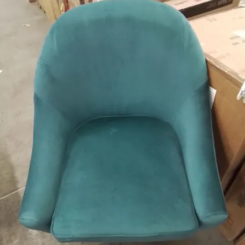 BOXED VELVET ARMCHAIR IN TEAL 