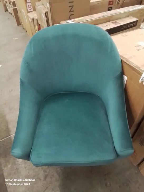 BOXED VELVET ARMCHAIR IN TEAL 