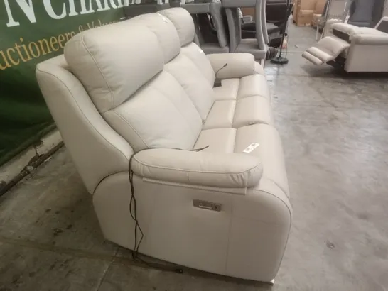 DESIGNER G PLAN MADE KINGSBURY 3 SEATER ELECTRIC RECLINER DBL SOFA - OXFORD PUTTY LEATHER