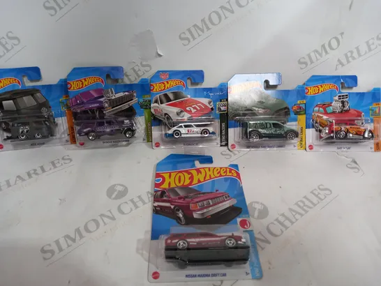 SET OF 6 HOT WHEELS CARS TO INCLUDE - NISSAN MAXIMA DRIFT CAR - 71 PORSCHE 911 - FORD TRANSIT CONNECT ETC