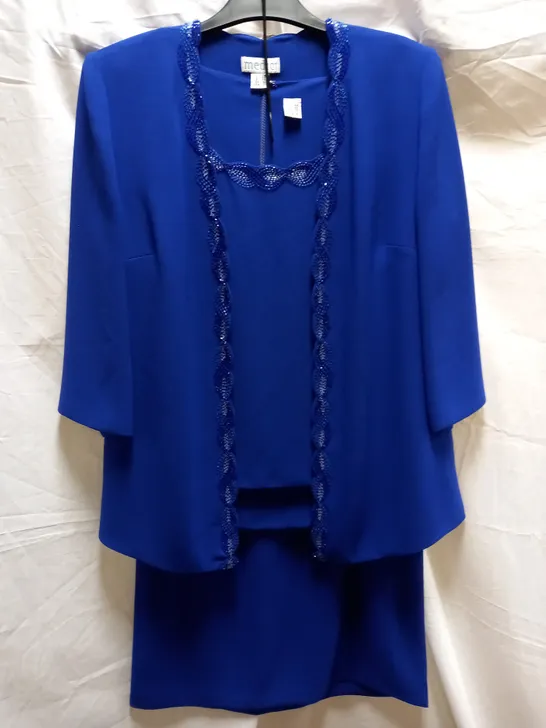 MEDICI ROYAL BLUE MIDI SKIRT BEADED SHORT SLEEVE JACKET SET - SIZE UK 12