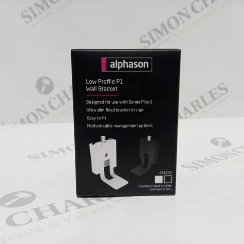 7 BOXES OF APPROXIMATELY 16 BRAND NEW BOXED ALPHASON LOW PROFILE P1 WALL BRACKET WHITE AS1002W 