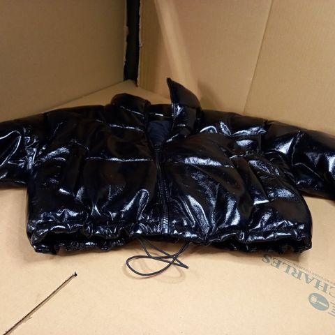 DIVIDED BLACK WET LOOK PADDED JACKET - SMALL
